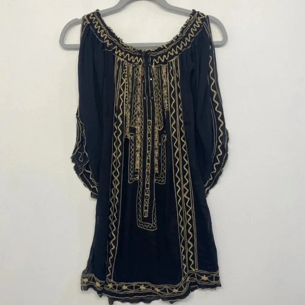 Poupette St Barth Off Shoulder Mini Dress Cover Up S Black - Picture 5 of 15
